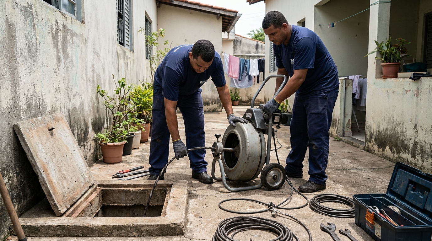Desentupimento de Coluna Sanitária no Central, Gravataí‑RS